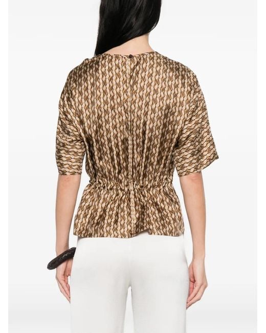 Max Mara White Printed Silk Blouse