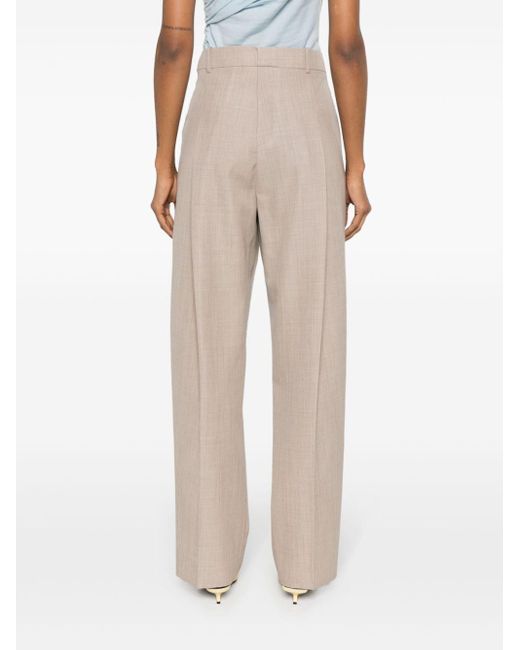 Victoria Beckham Natural Pressed-crease Straight-leg Trousers