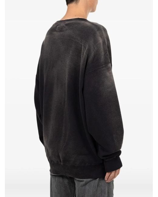KAMIYA Black Henry Neck Distressed Sweatshirt for men