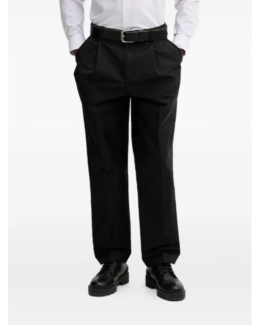 メンズ HUGO フロントプリーツ パンツ Black