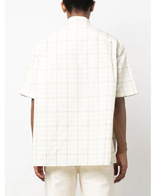 Etudes Studio White Plaid-Check Print Shirt for men