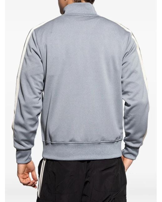 Palm Angels Blue Stripe-Detail Zip-Fastening Sweatshirt for men