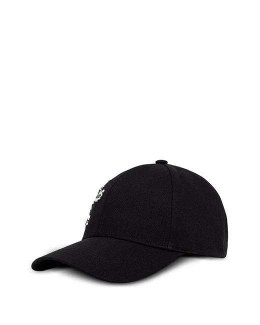 Karl Lagerfeld Black Pin-Embellished Baseball Cap