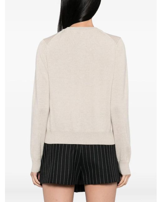 Maison Kitsuné Natural Cardigan Mit Baby-Fuchs-Patch