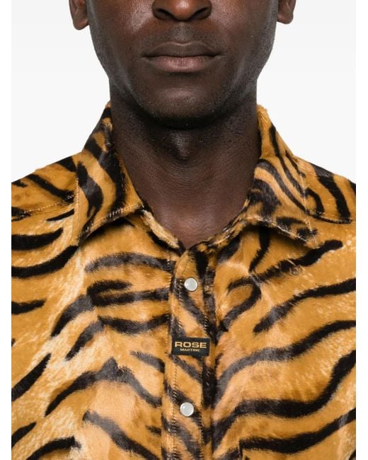 Martine Rose Metallic Tiger-Print Felt Shirt for men
