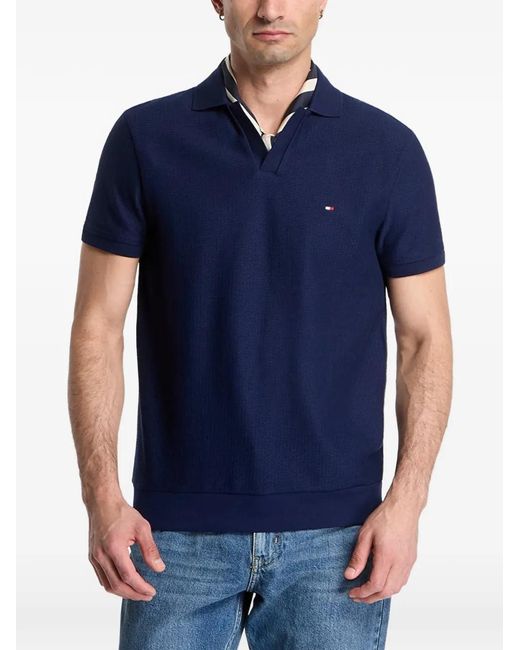 Tommy Hilfiger Blue Textured-Finish Polo Shirt for men