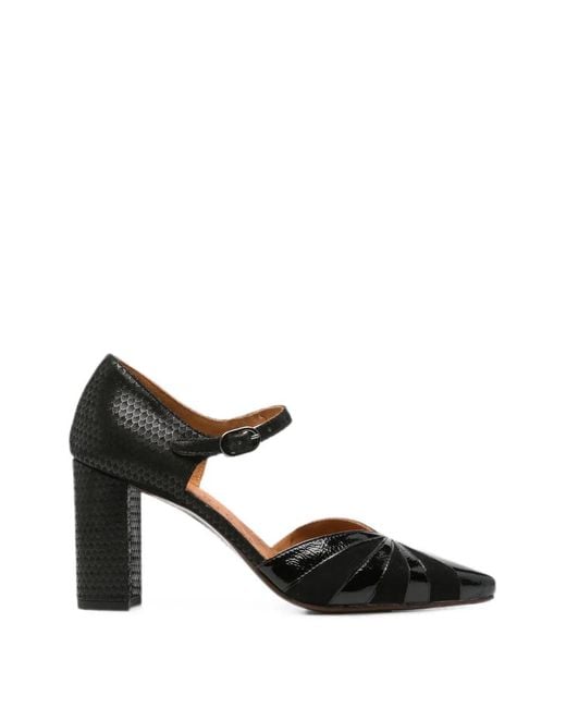 Chie Mihara Black Arai Snakeskin-Effect Point-Toe Heeled Pumps