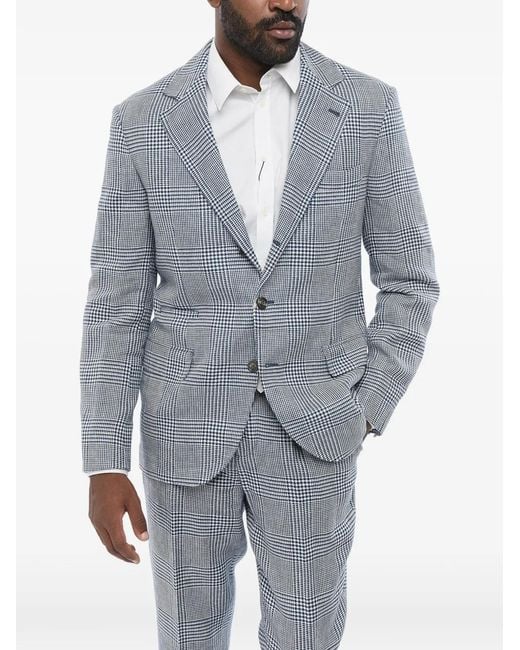 Brunello Cucinelli Gray Checked Buttoned Suit for men