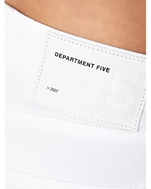 Department 5 White Frayed-Hem Jeans