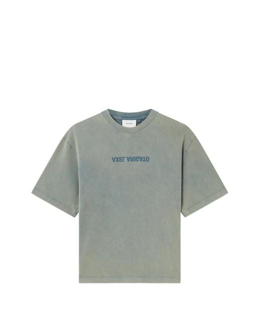 Axel Arigato Gray Logo-Print Acid-Wash T-Shirt for men