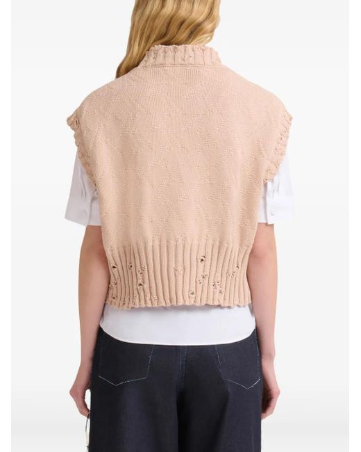 Marni White Textured-Knit Cropped Top