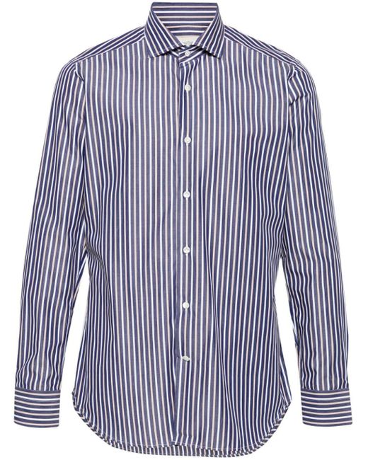 Tintoria Mattei 954 Blue Striped Cotton Shirt for men