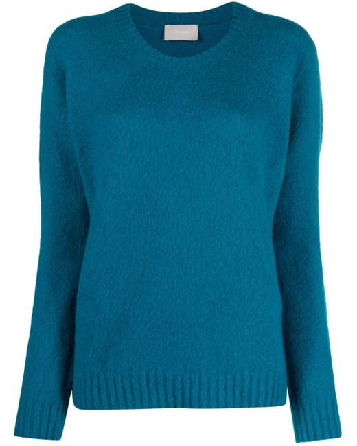 Drumohr Blue Brushed-fleece Wool Jumper