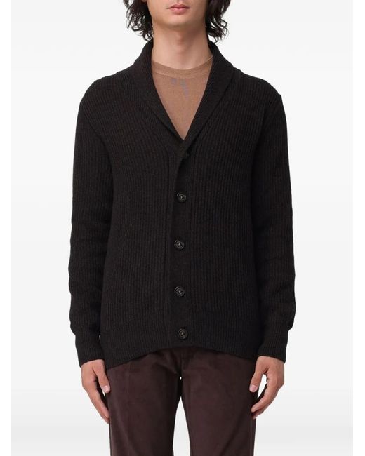 Brooksfield Black Button-Down Shawl-Collar Cardigan for men