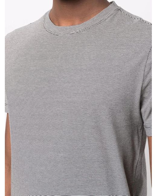 Lardini Gray Striped Cotton T-Shirt for men