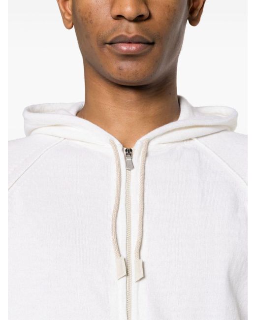Eleventy White Zip-up Cashmere Hoodie for men