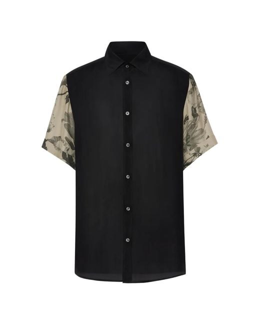 Maison Margiela Black Floral-Sleeves Shirt for men