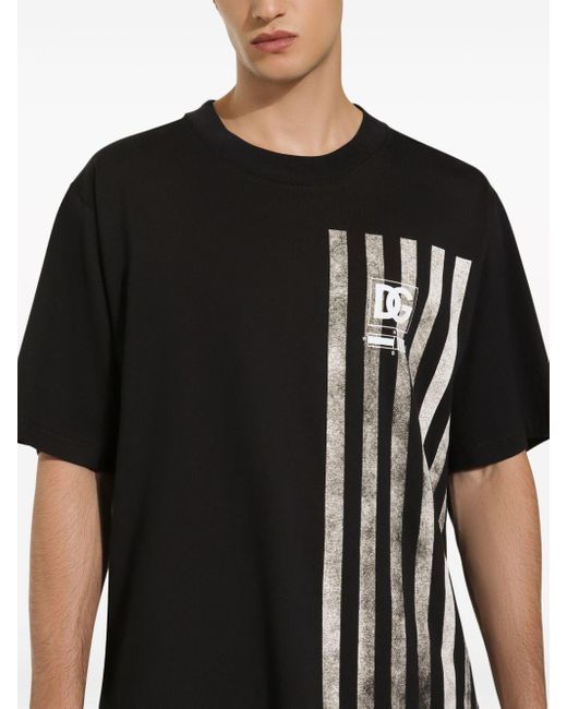 Dolce & Gabbana Black Marina-print Cotton T-shirt for men