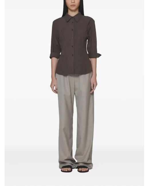Amomento Gray Pinstripe-Pattern Shirt