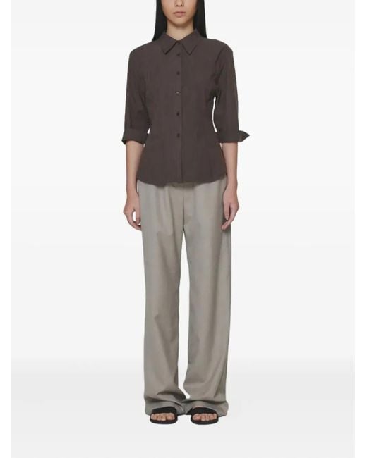 Amomento Gray Pinstripe-Pattern Shirt