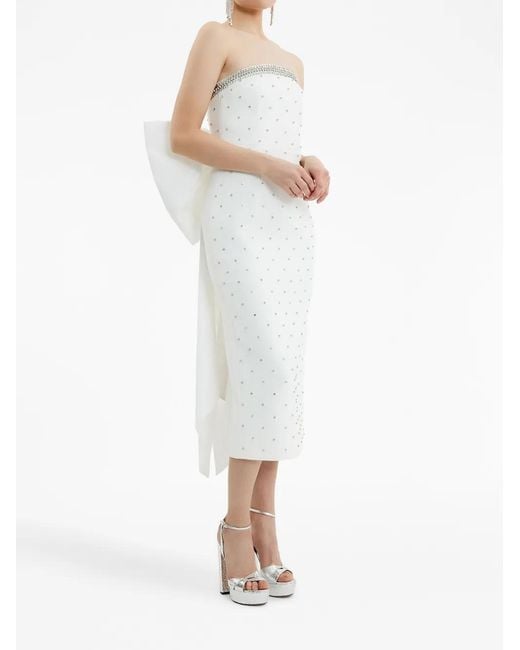 Rebecca Vallance White Alpine Bow-Detail Midi Dress