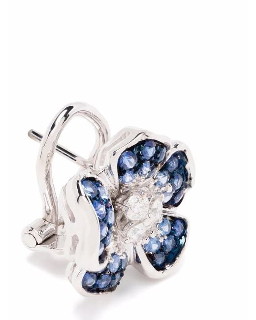 Leo Pizzo Blue 18Kt Flora Diamond And Sapphire Earrings