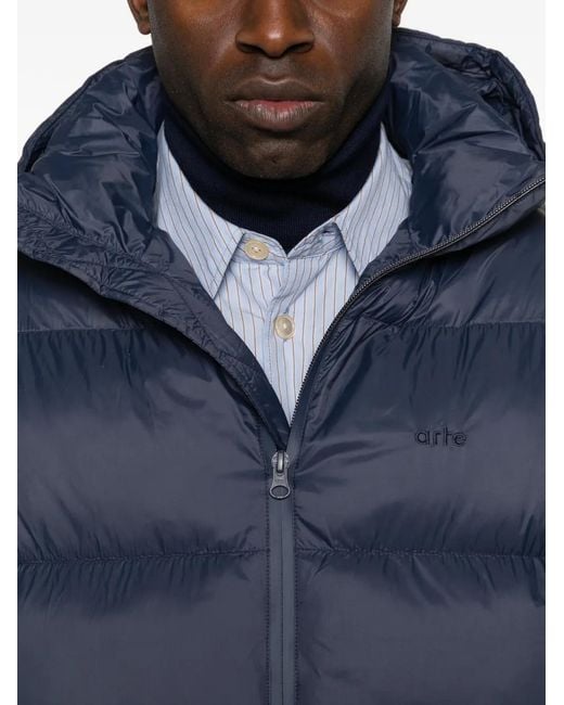 Arte' Blue Hooded Quilted Jacket for men