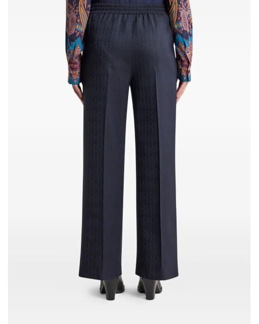 Etro Blue Wool Jacquard Jogging Trousers