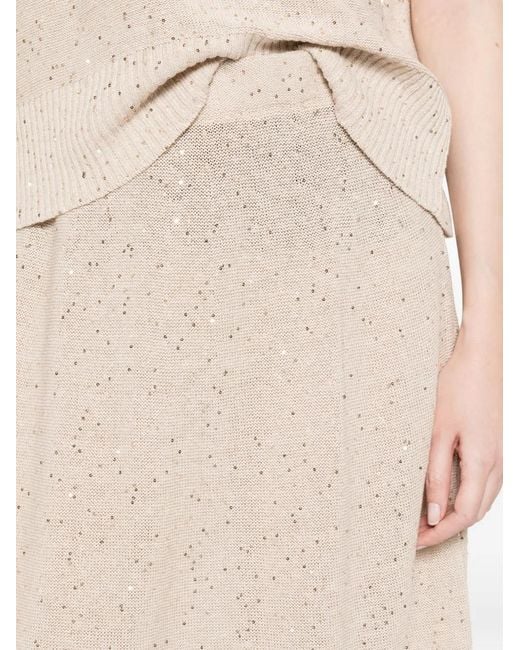 Antonelli White Knitted Sequin Skirt