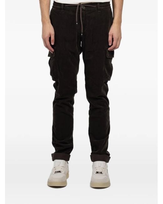 Mason's Black Cargo-Pocket Trousers for men