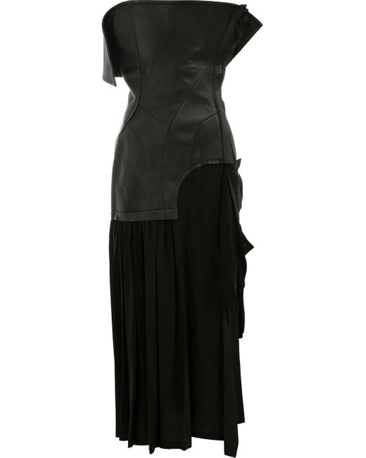 Yohji Yamamoto Black Lambskin And Silk Dress