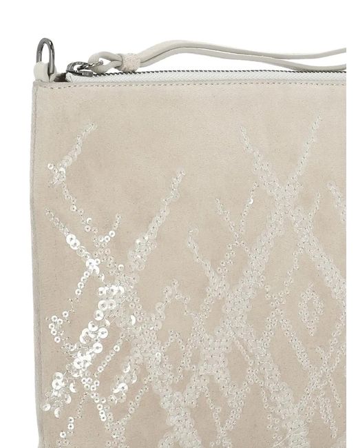 Panicale Natural Sequin-Embellished Crossbody Bag