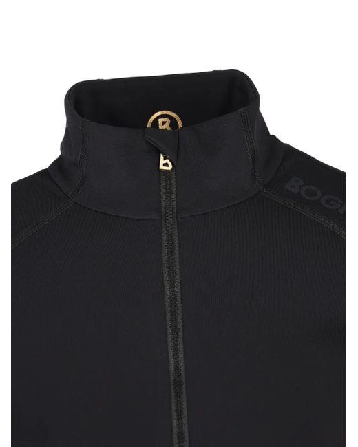 Bogner Black High-Neck Zip-Up Top