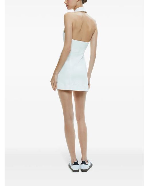 Alice + Olivia White Kendall Denim Halter Mini Dress