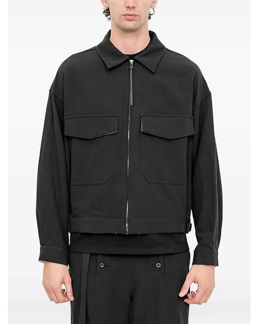The Viridi-anne Black Flap-Pocket Bomber Jacket for men