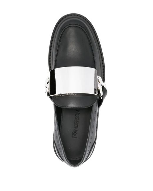 J.W. Anderson Black Logo-Engraved Leather Loafers
