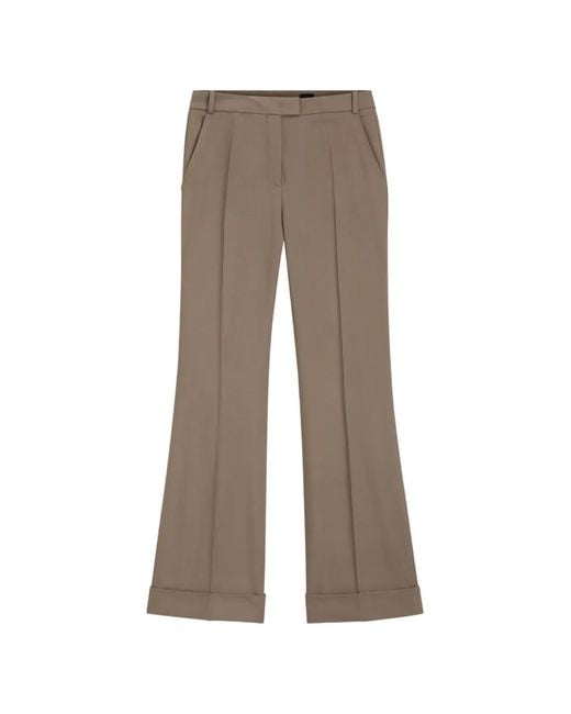 Boss Gray Gabardine Flared Trousers