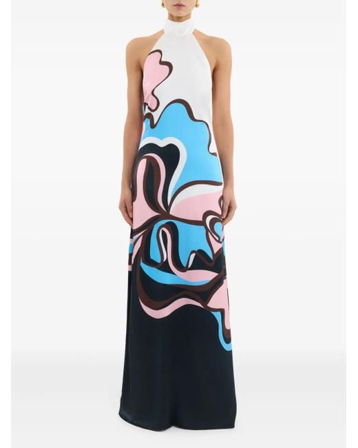 Rebecca Vallance Blue Halter Barbados Breeze Maxi Dress