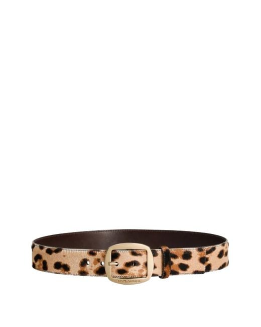 Dolce & Gabbana White Leopard-Print Buckle Belt
