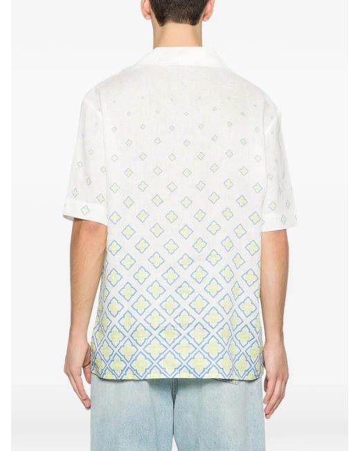 Casablanca White Monogram Short-Sleeve Shirt for men