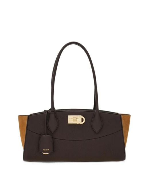 Ferragamo Black New Studio Soft Bag East-West (M)