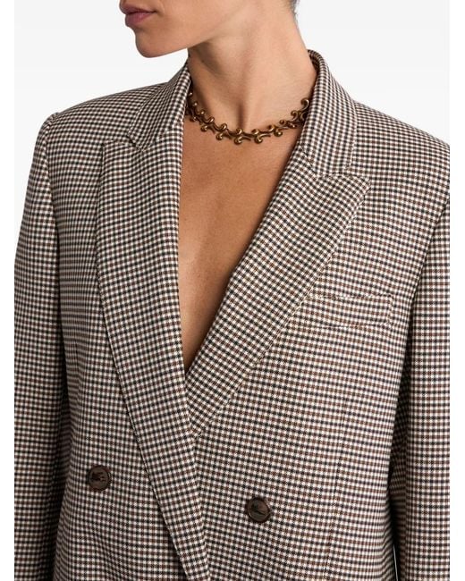 Etro Gray Blazer Croisé À Carreaux Vichy
