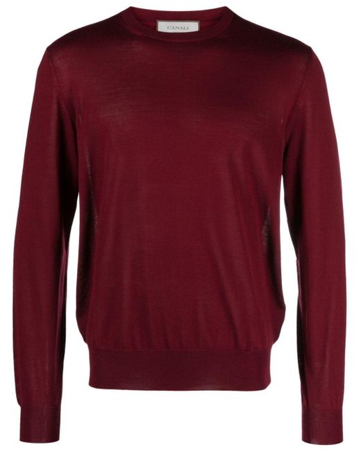 Canali Red Crew-neck Fine-knit Jumper for men