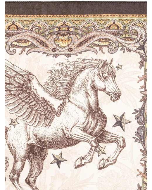 Etro Natural Pegasus Paisley-Print Pocket Square for men