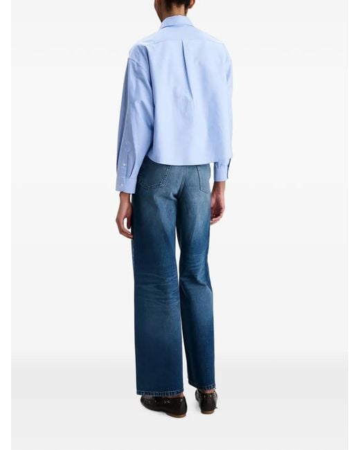 A.P.C. Blue Button-Down Cropped Shirt