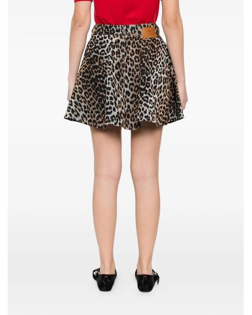 Ganni Black Leopard-Print Mini Skirt