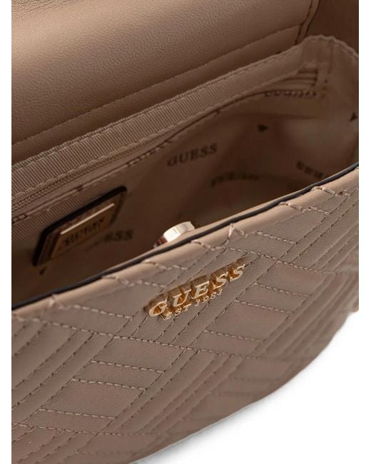 Guess Natural Mini Enisa Quilted Shoulder Bag