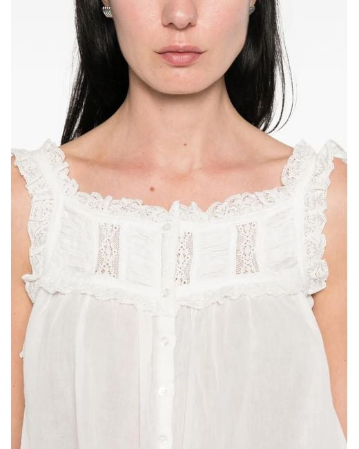 Doen White Fidella Square-Neck Sleeveless Top