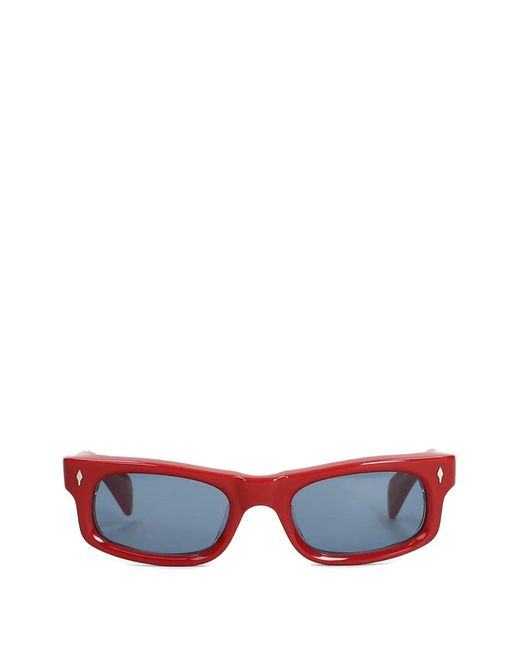 Jacques Marie Mage White Initials Rectangle-Frame Sunglasses