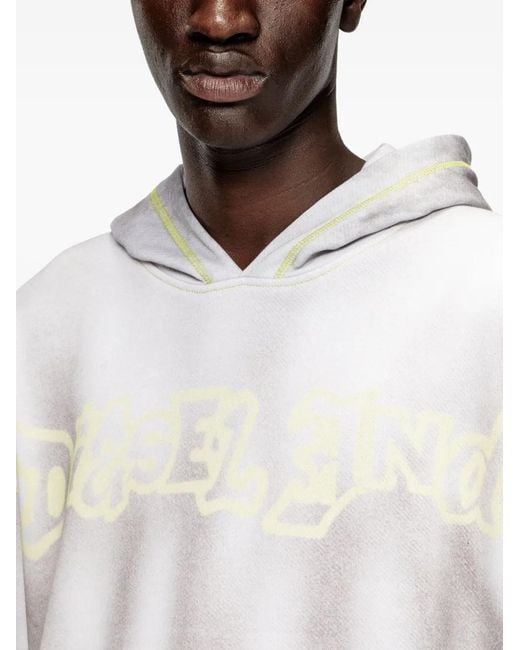 DIESEL White Boxt-Hood-Show Cotton Hoodie for men